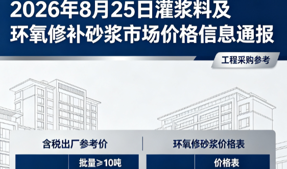 江城2026年8月25日灌浆料及环氧修补砂浆市场价格信息通报